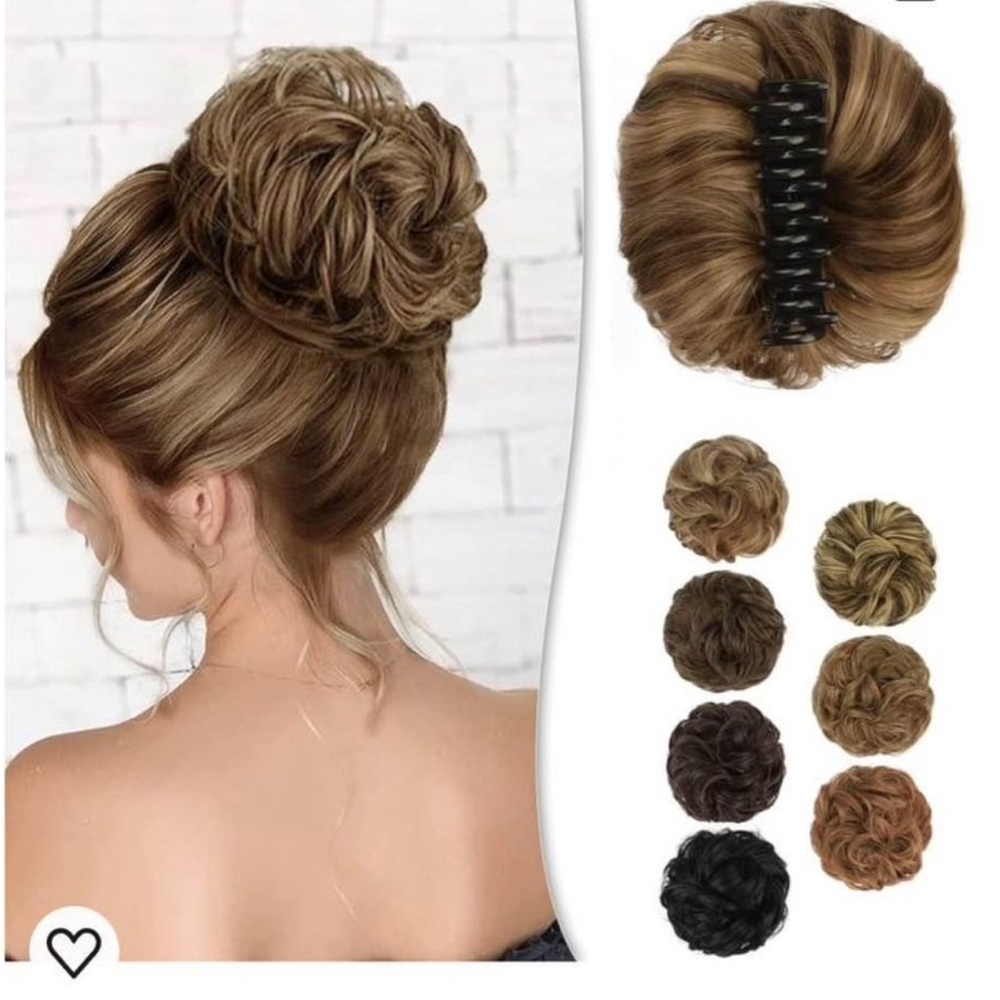 BARSDAR Claw Clip Messy Bun Hairpiece,Wavy Curly Chignon Soft (Brown&Blonde)